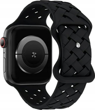 Rrip dore Silicone Woven për Apple Watch, 42 44 45 49mm, i zi