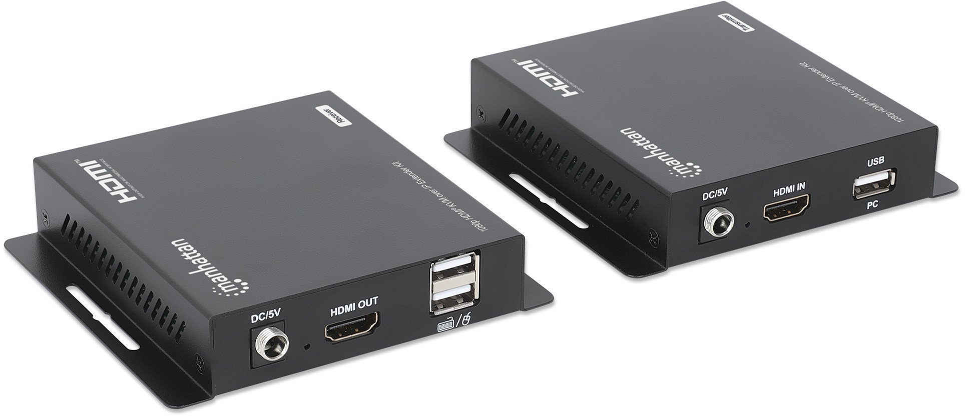 Set ekstenderi HDMI KVM Over IP Manhattan MH, Full HD 1080p, deri 120 m, i zi