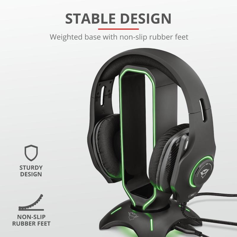 Qëndrim për kufje Trust GXT 265 Cintar, RGB, 2x USB, i zi 4