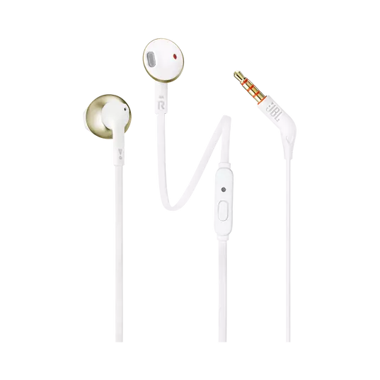 Dëgjuese JBL TUNE 205, të bardha / arta