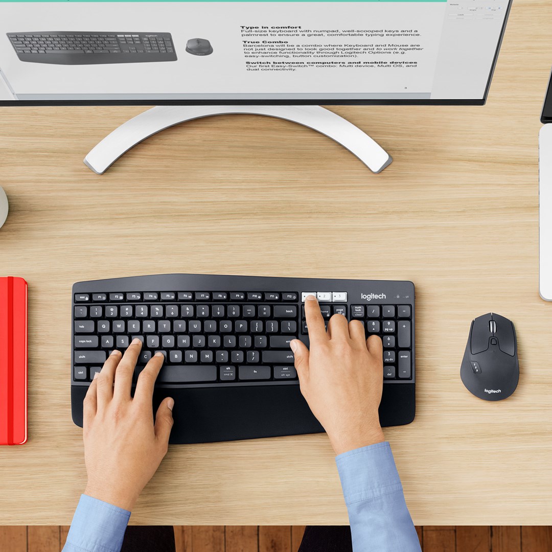 Set tastierë dhe maus Logitech MK850, QWERTZ Gjerman, Bluetooth, 2.4GHz, e zezë
