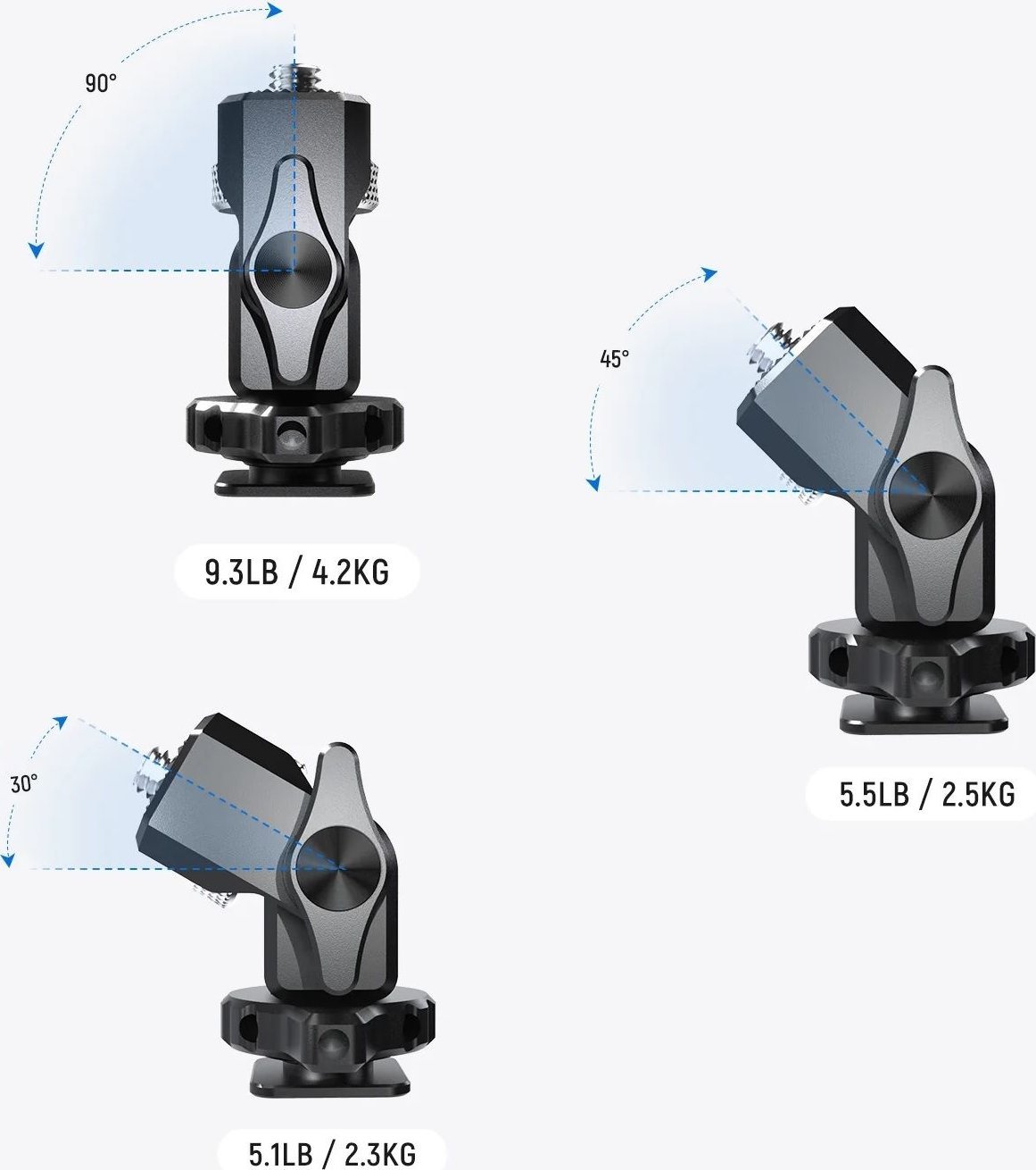 Kokë trepike profesionale NEEWER MA002, rrotullim 360°, fije 1/4", e zezë