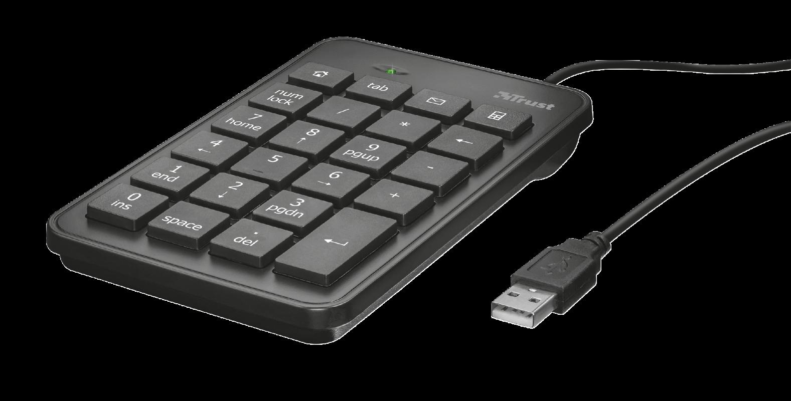 Tastierë numerike Trust Xalas 22221, USB, kompakte, e zezë
