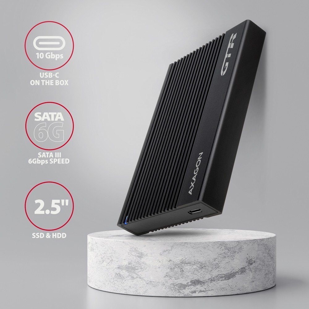 Kuti e jashtme Axagon EE25-GTR, 2.5" SSD HDD, USB 3.2 Gen 2, argjendtë