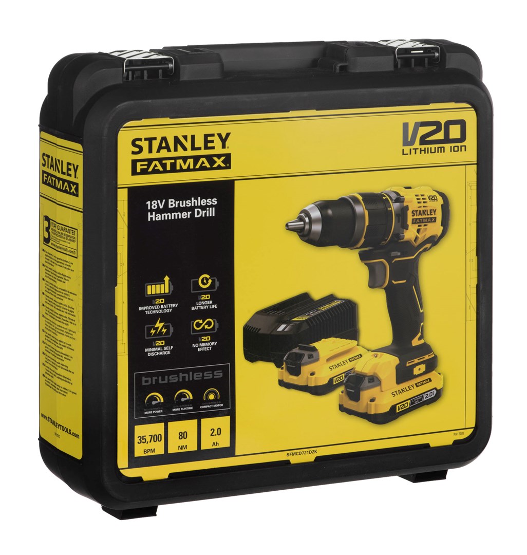 Trapano vidhosës Stanley Fatmax FMCD721D2K, 18V, 2x2Ah, pa furça