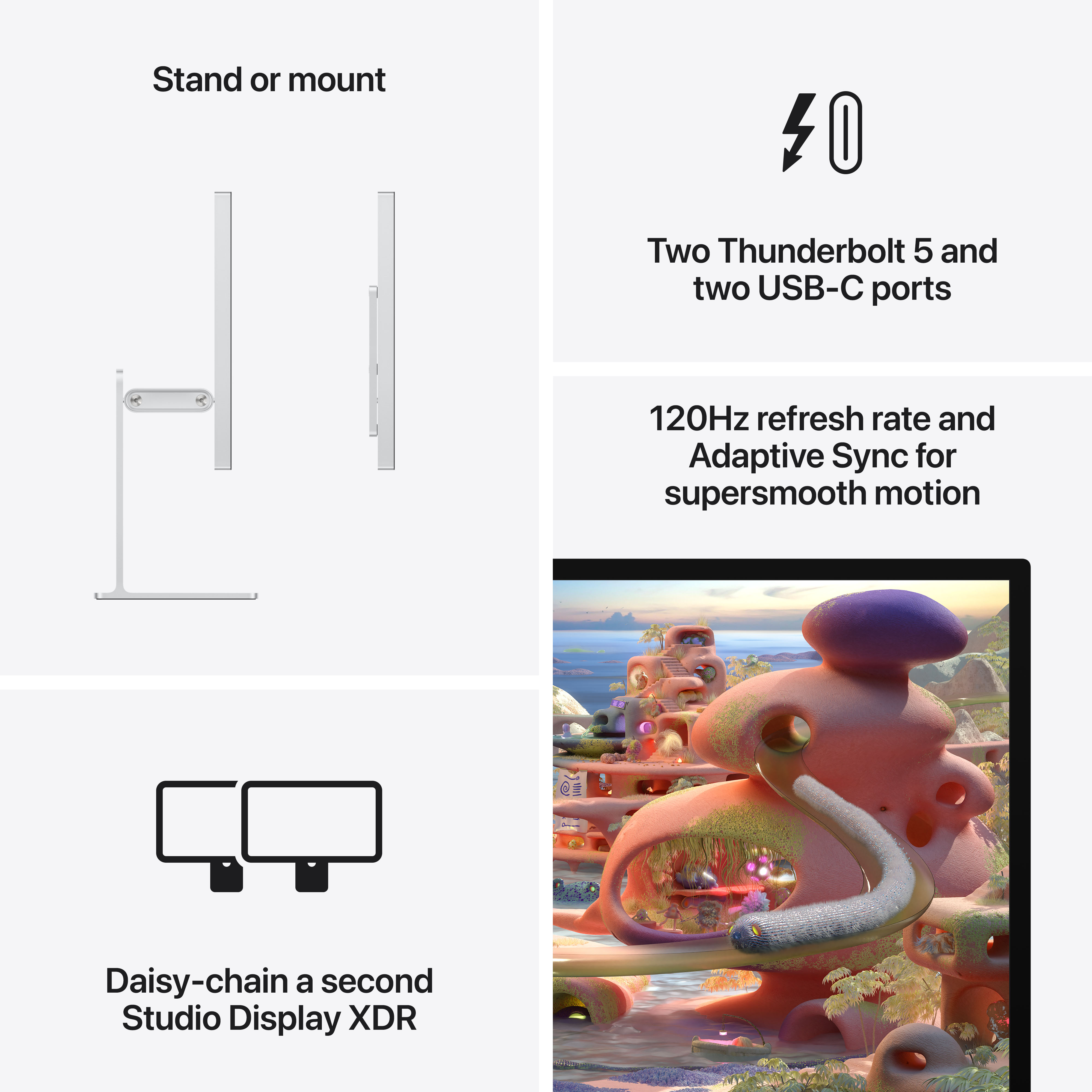 Apple Studio Display XDR, Nano-texture glass, Tilt- and height-adjustable stand
