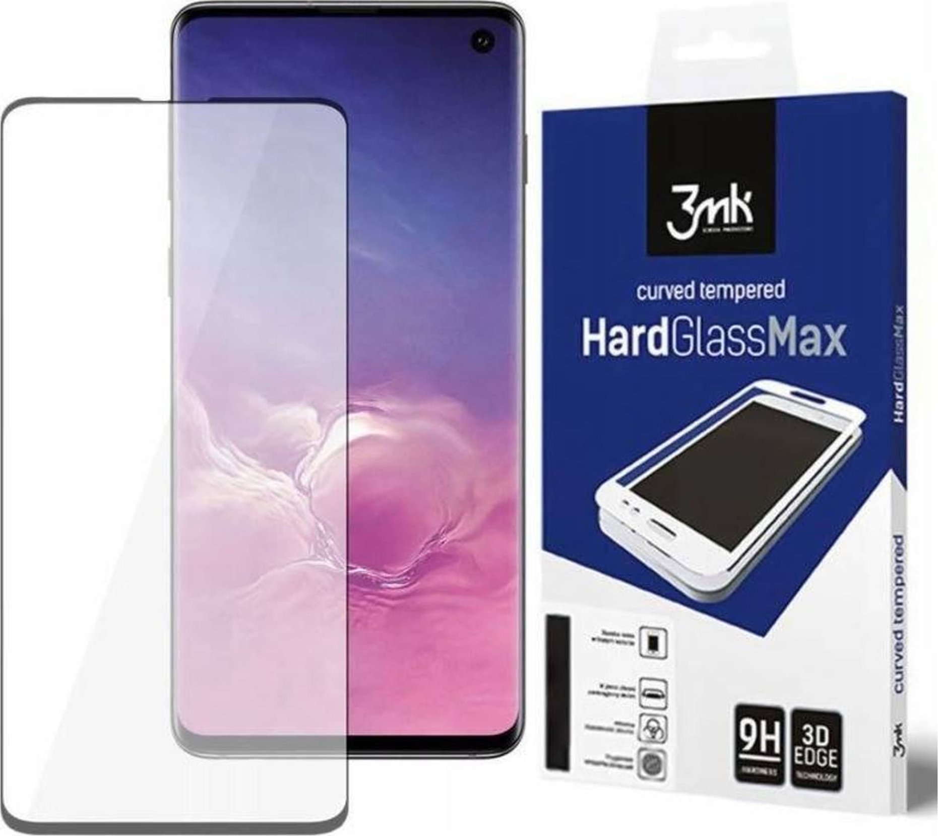 Xham mbrojtës 3MK HardGlass Max për iPhone 16 Plus, 0.3mm, 9H, i zi