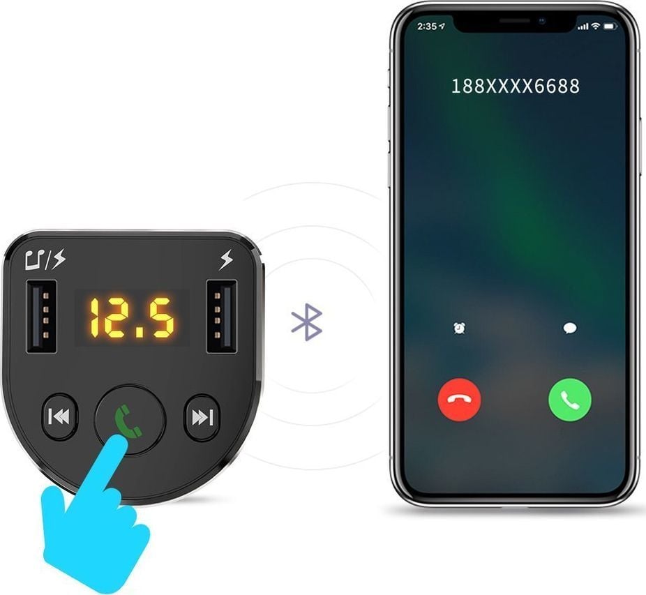 Karikues telefoni për makinë Dudao FM, 2x USB-A 3.4 A