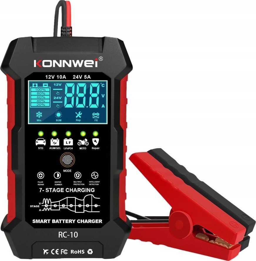 Karikues baterie Konnwei RC-10, 12V 24V, 10A, i zi