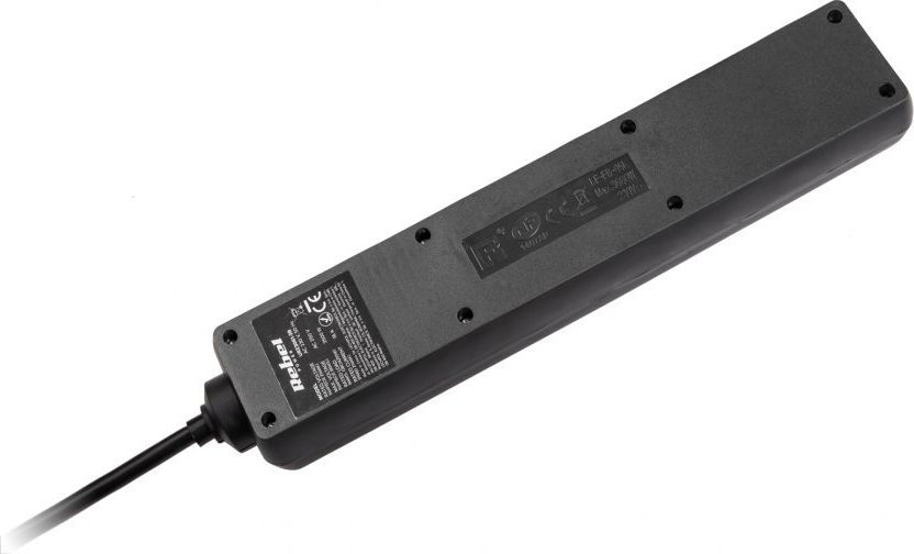 Zgjatës elektrik Rebel URZ3061, 5 prize, kabllo 1.5 m, i zi