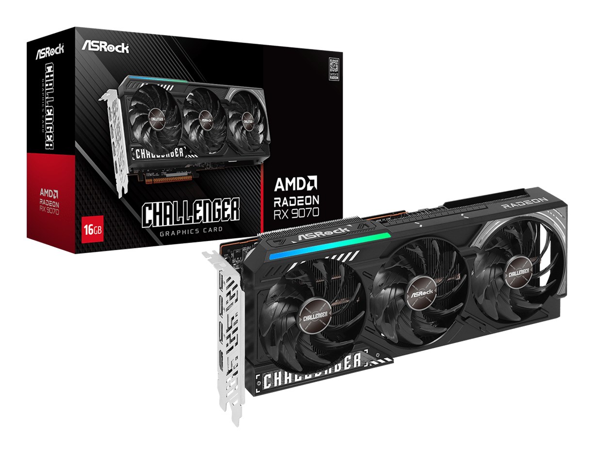 Kartë grafike ASRock AMD Radeon RX 9070 Challenger, 16GB GDDR6, e zezë
