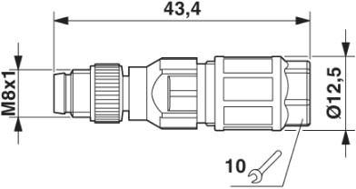 Konektor sensor aktuator Phoenix Contact SACC M8MS 3QO 0,25M, 3 pinë, IP65 IP67, i zi