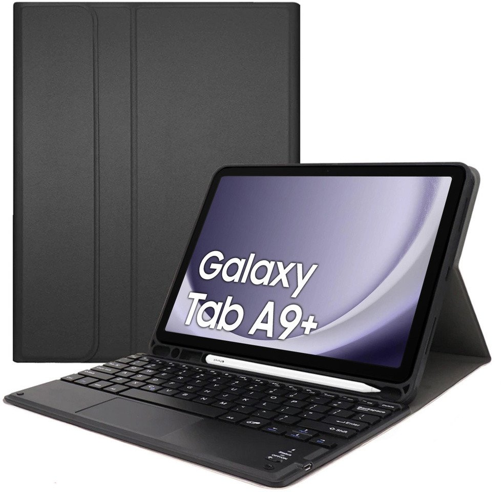 Mbulesë me tastierë Bluetooth Strado për Samsung Galaxy Tab A9 Plus, me touchpad, e zezë