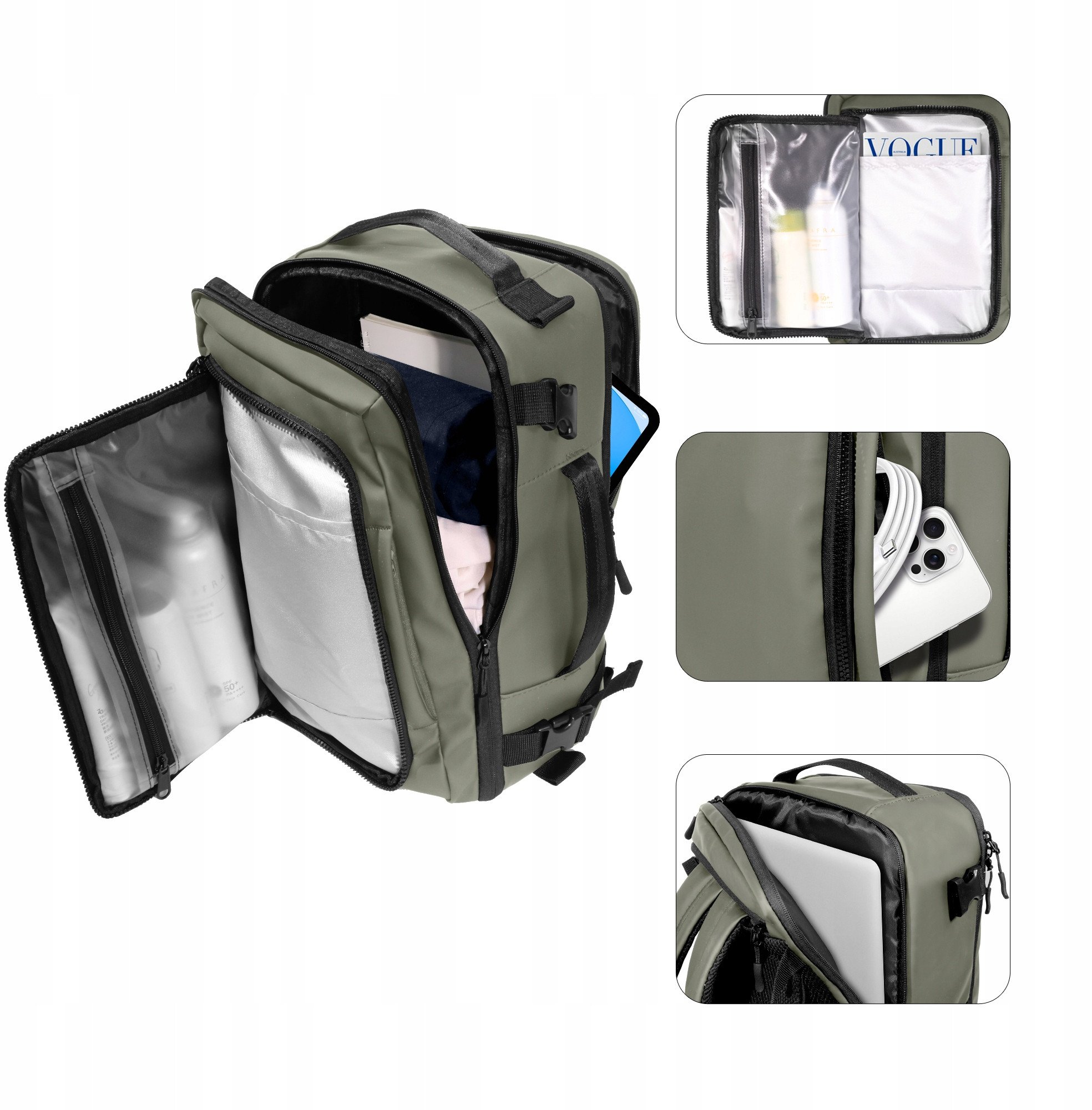 Çantë shpine Tech-Protect Defender S50, 20L, për laptop 15.6", e gjelbër ulliri