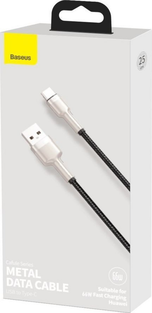 Kabllo USB Baseus BSU3117BLK, USB A në USB C, 0.25 m, 66W, e zezë