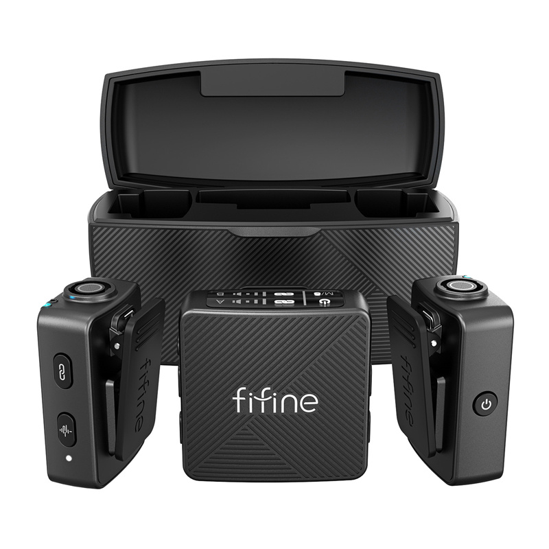 Mikrofon wireless FIFINE M9, sistem dual, me kuti karikimi, i zi