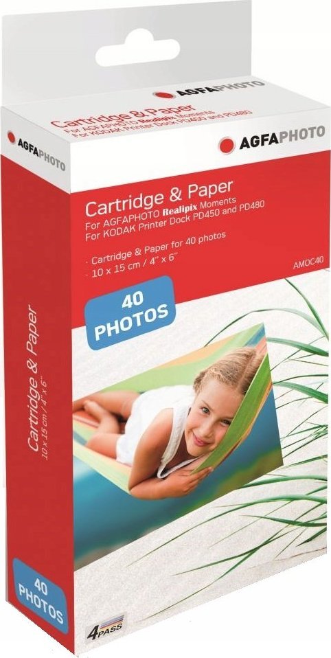 Letër fotografike AgfaPhoto AMOC40, 10x15 cm, 40 fletë, shumëngjyrëshe