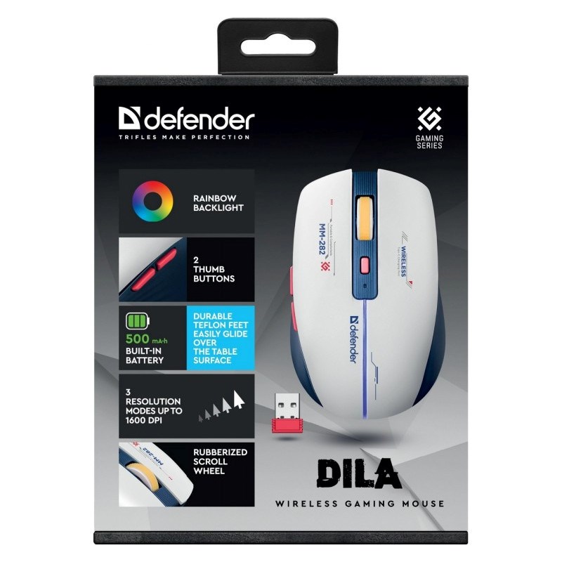 Maus gaming pa tela Defender DILA MM-282, RF, 1800 DPI, i zi