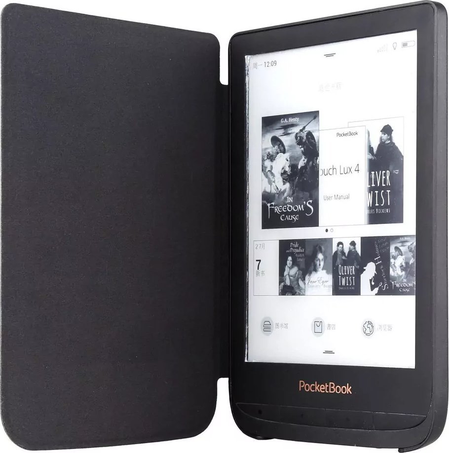 Kapak smart Strado për PocketBook Touch Lux 4/5 627/616/628, funksion wake sleep, i zi