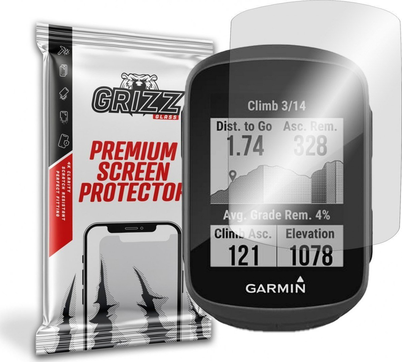 Xham mbrojtës GrizzGlass Hybrid Glass për Garmin Edge 130 Plus, ekran i plote, transparencë e lartë