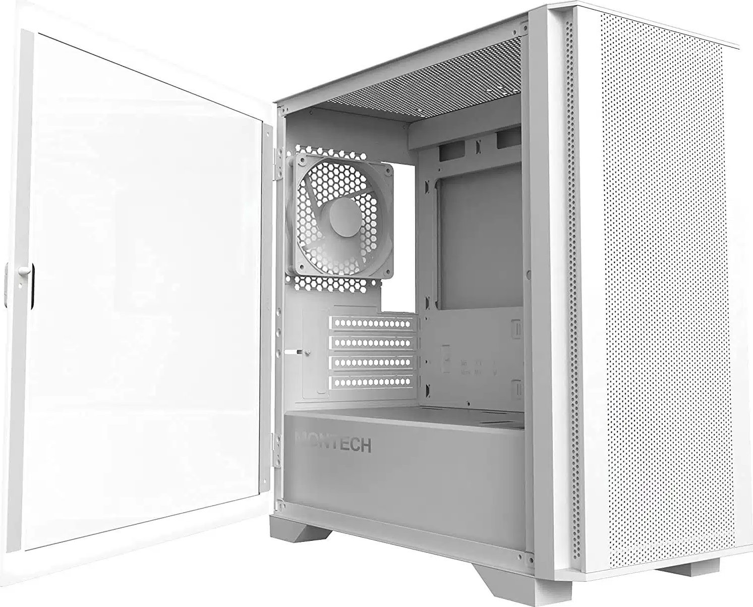 Kase kompjuteri Montech AIR 100 LITE, MicroATX, xham i temperuar, e bardhë