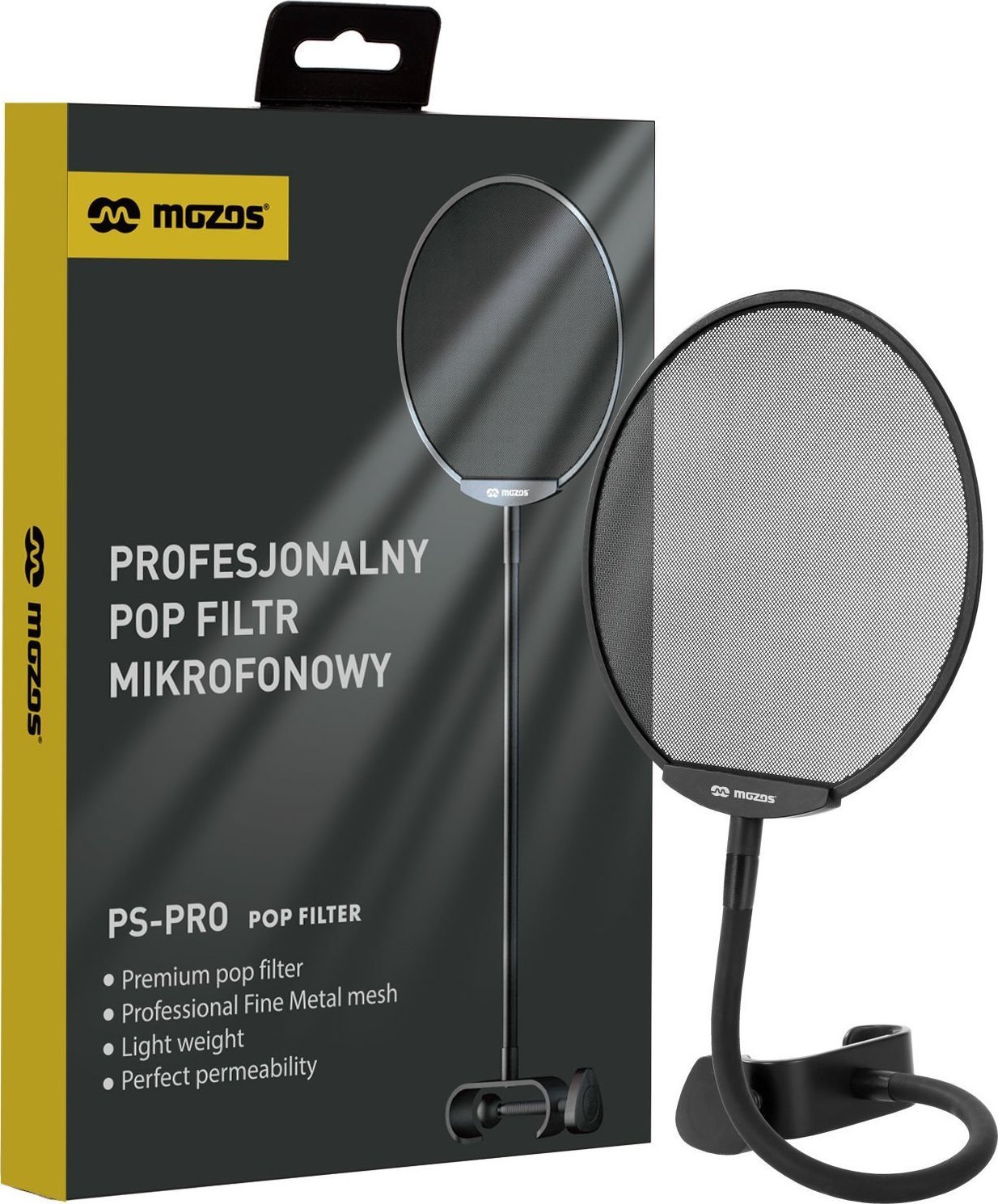 Mbajtëse mikrofoni Mozos SHM2 RED me pop filter PS PRO, diametër 48 54mm, e kuqe