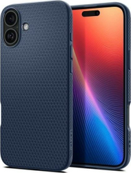 Mbështjellës telefoni Spigen Liquid Air për iPhone 16, TPU, kompatibil me karikim wireless, blu navy