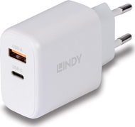 Karikues muror Lindy 73428, 65W, 2 porta USB USB C, i bardhë