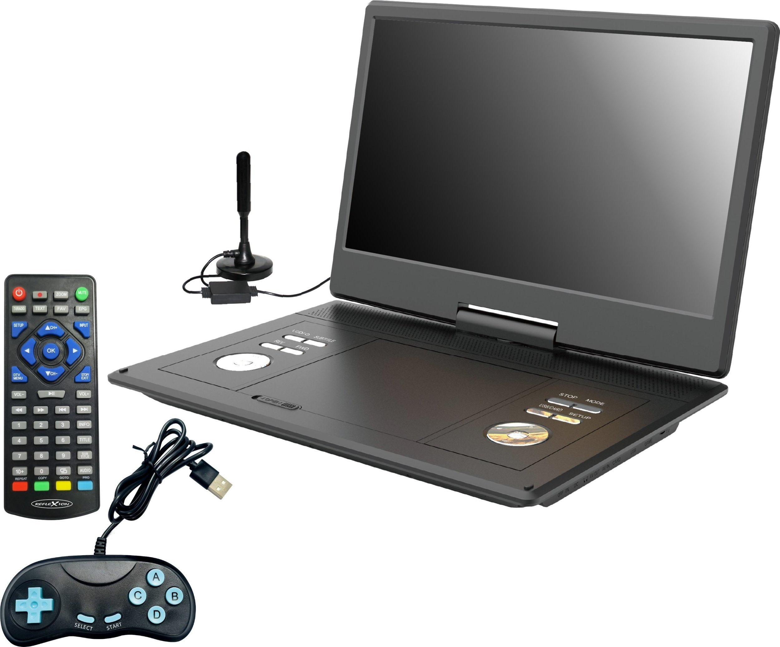 Televizor portativ Reflexion DVD1424, 14", DVD Player, me bateri