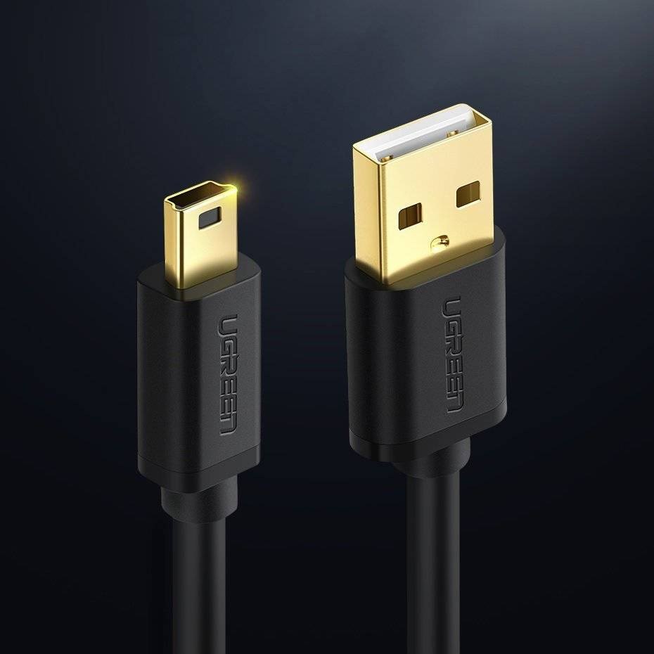 Kabllo USB Ugreen, USB A në mini USB, 3 m, e zezë