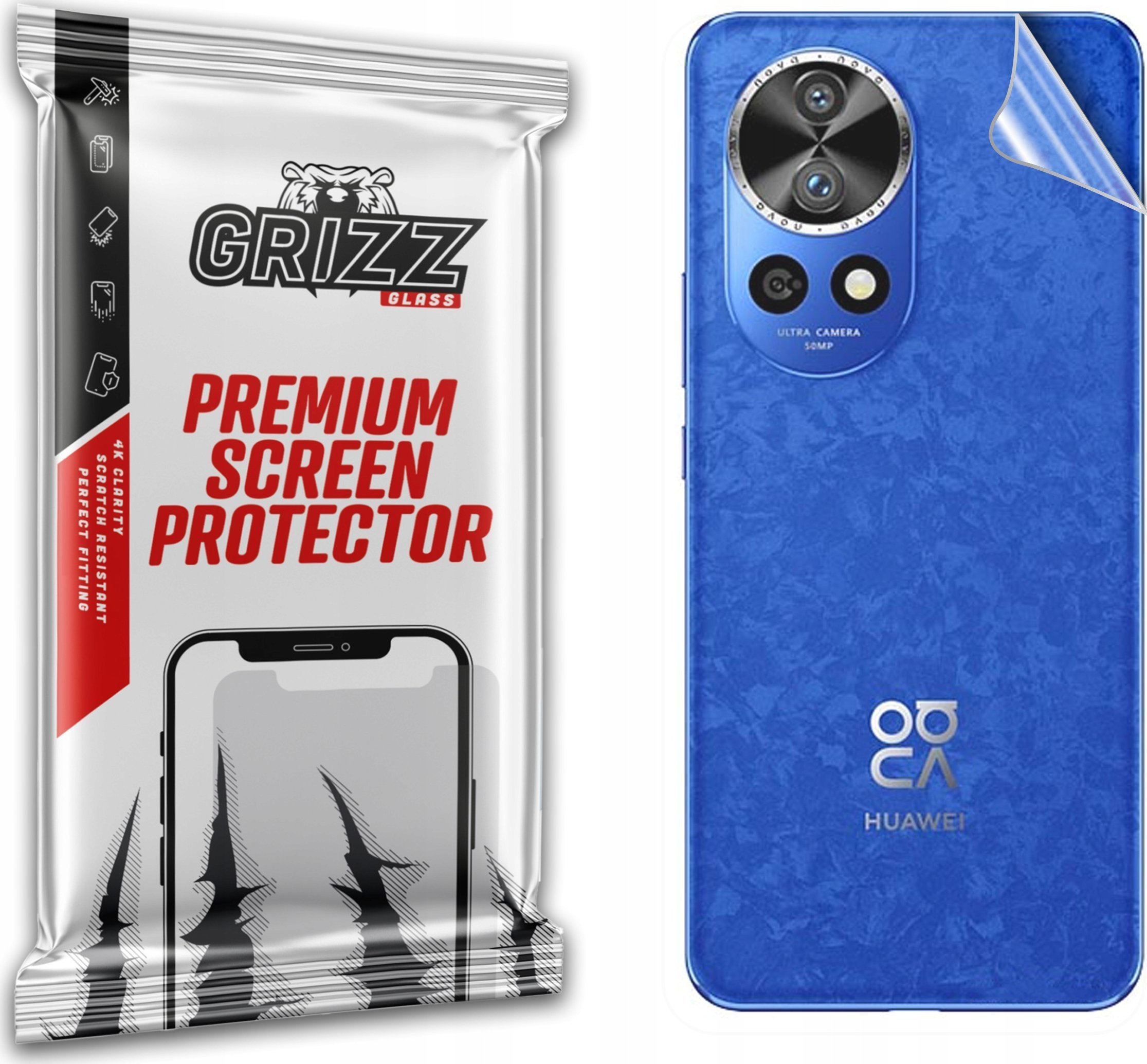 Film mbrojtës GrizzGlass SatinSkin për Huawei nova 12 Pro, pjesa e pasme, transparent