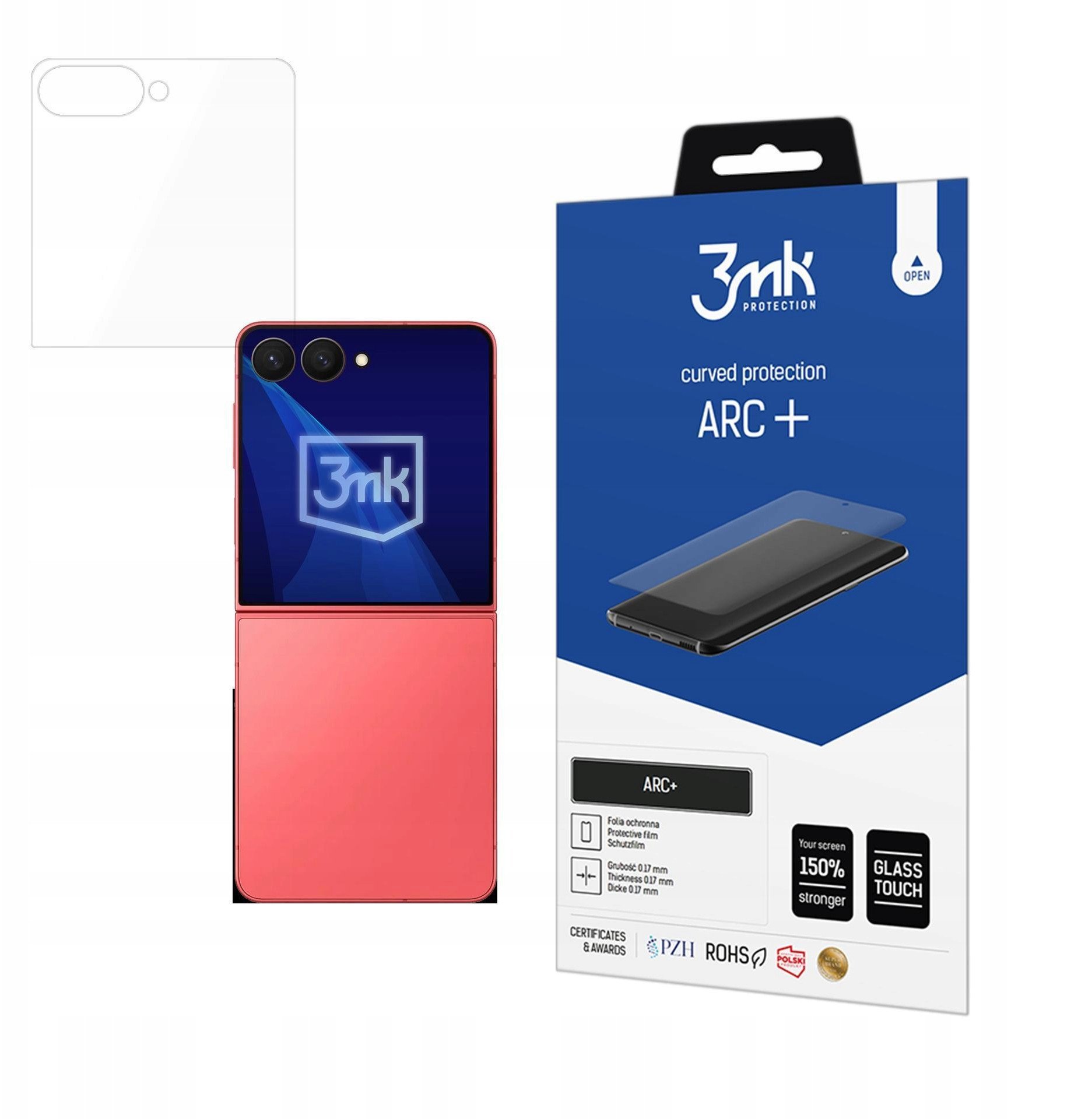 Заштитна фолија 3MK ARC+ Fullscreen за Samsung Galaxy Z Flip7, транспарентна