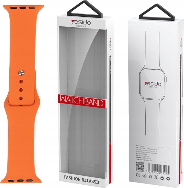 Rrip ore Yesido WB44 për Apple Watch 42 44 45 mm, silikon, portokalli