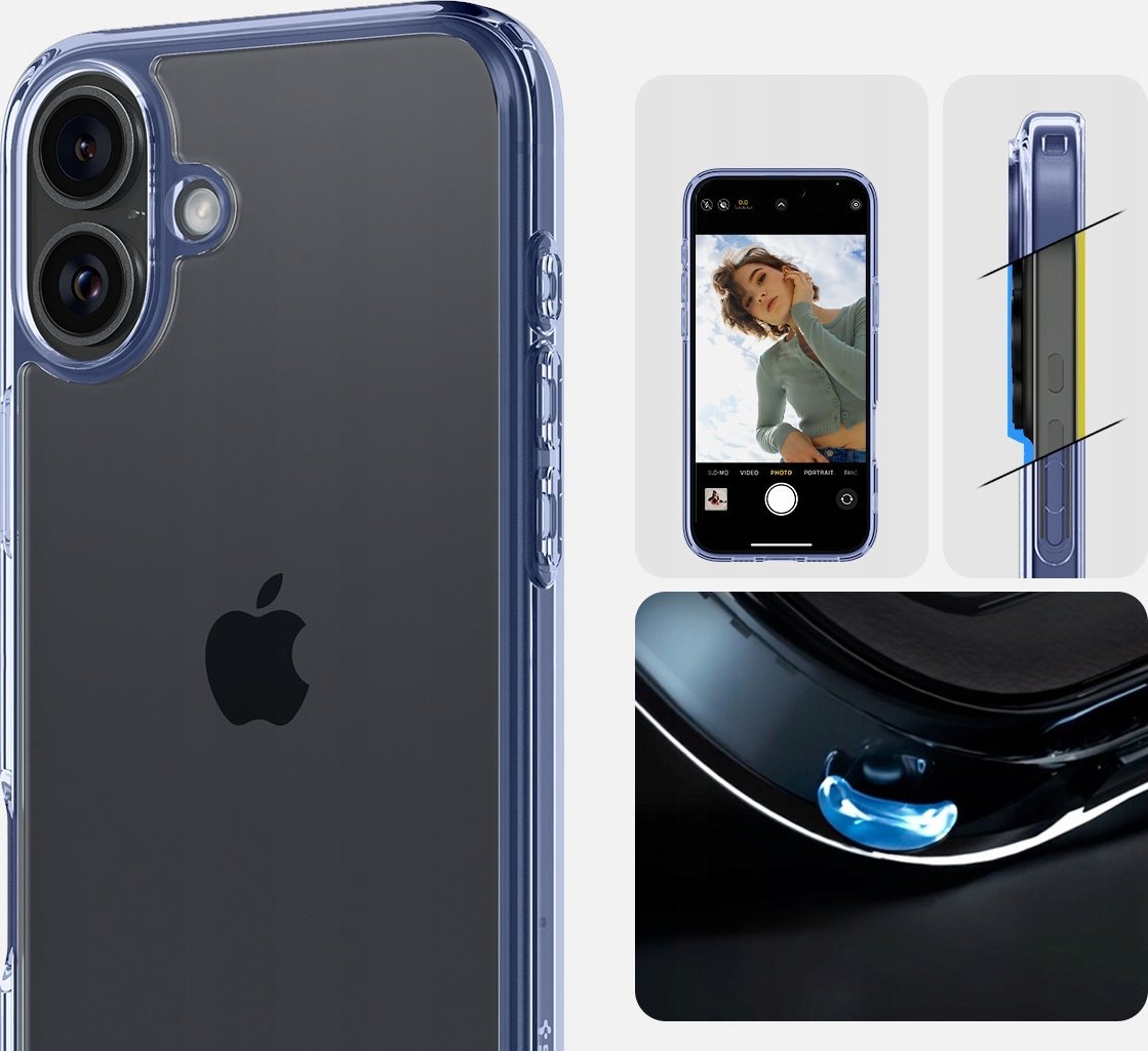 Mbështjellës telefoni Spigen Ultra Hybrid Sky Crystal, për iPhone 16 Plus, transparent