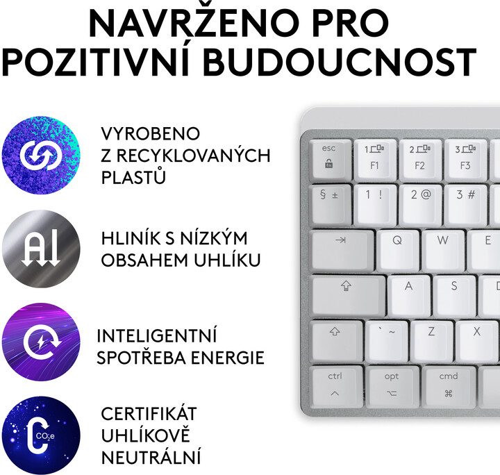 Tatierë Logitech MX Mechanical Mini për Mac, gri e çelët