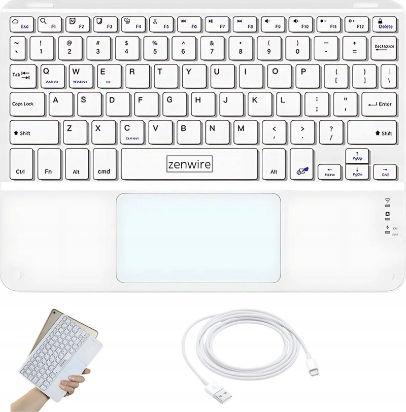 Tastierë wireless Zenwire Bluetooth, me touchpad, Bluetooth 5.0, e zezë