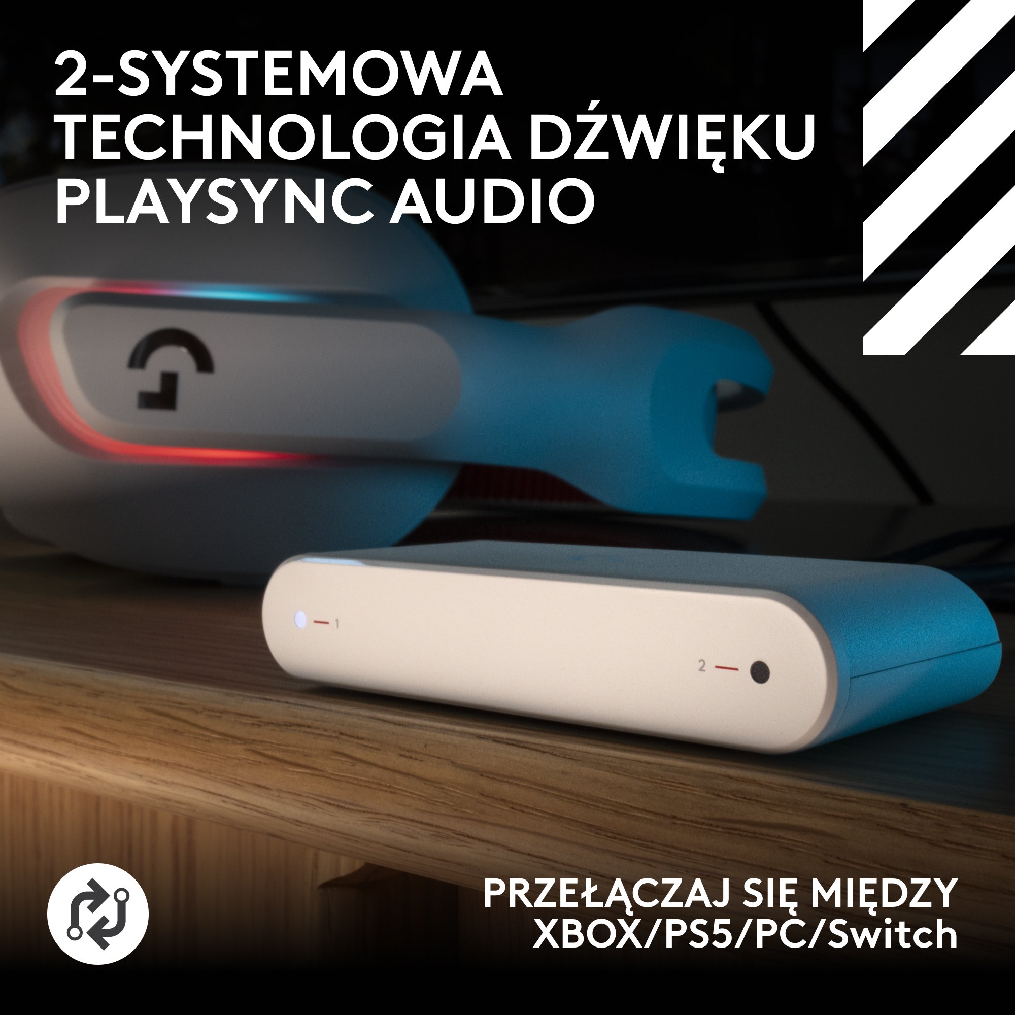 Kufje gaming Logitech G Astro A20 X, USB Type C, Bluetooth, të bardha