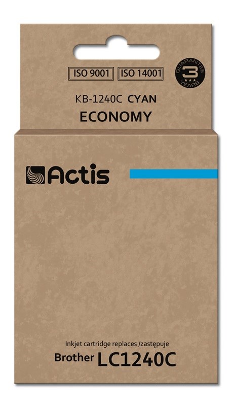 Ngjyrë për printer Actis KB-1240C (zëvendësim për Brother LC1240C/LC1220C), 19 ml, e kaltër