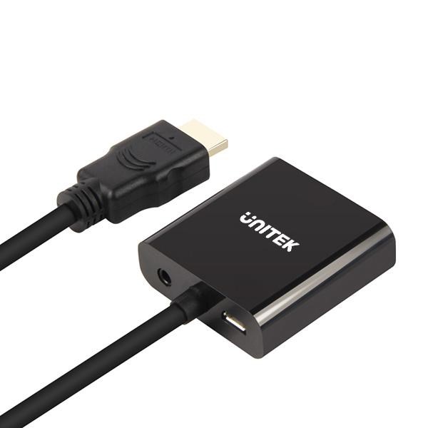 Adapter HDMI në VGA UNITEK Y-6333, me audio, me Micro USB, i zi