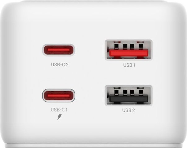 Zgjatës me karikues FIXED Charging Strip S, 65W GaN III PD, 2x USB C 2x USB, 1.5m, i bardhë