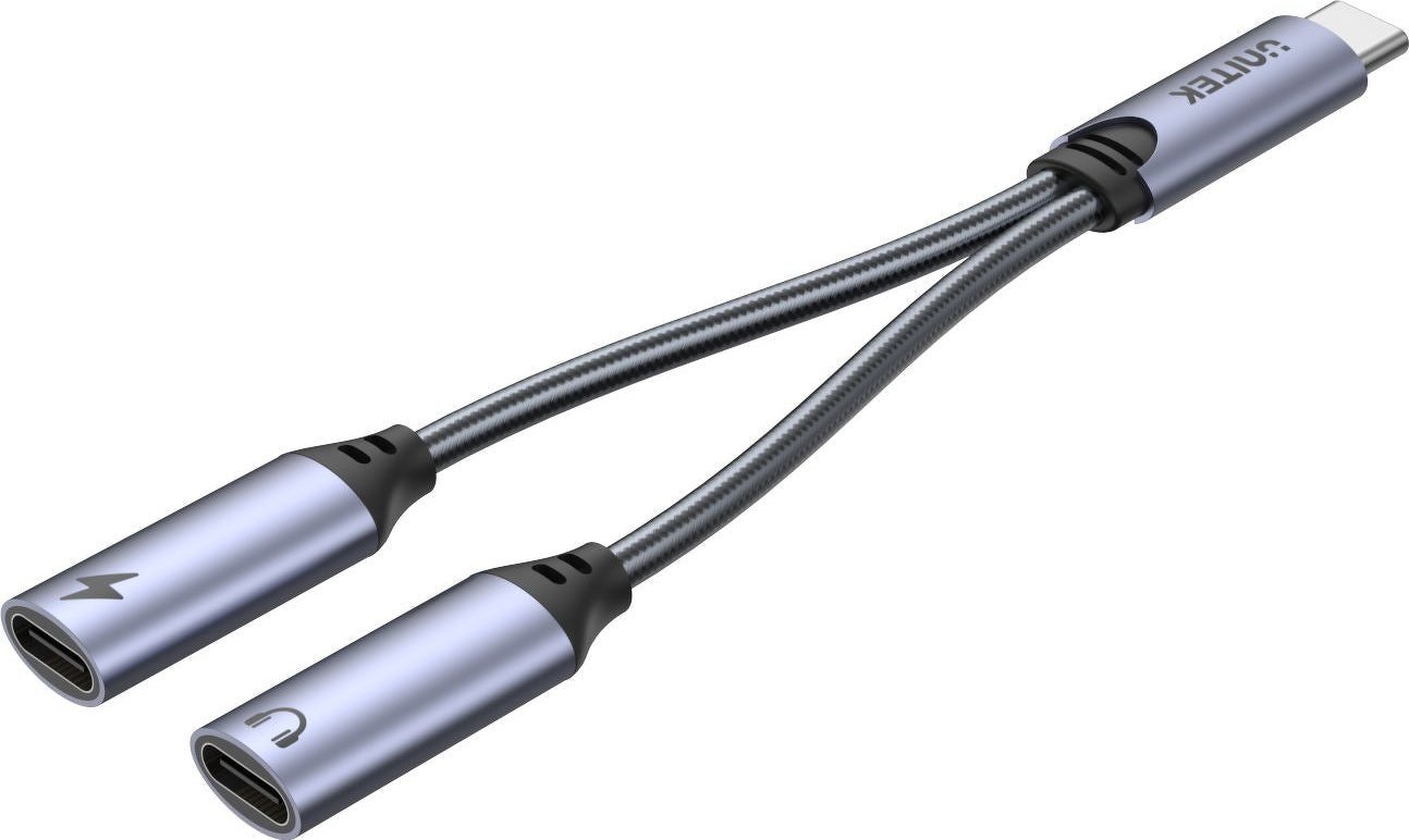 Adapter USB Unitek M206A, USB C në USB C x2, argjendtë