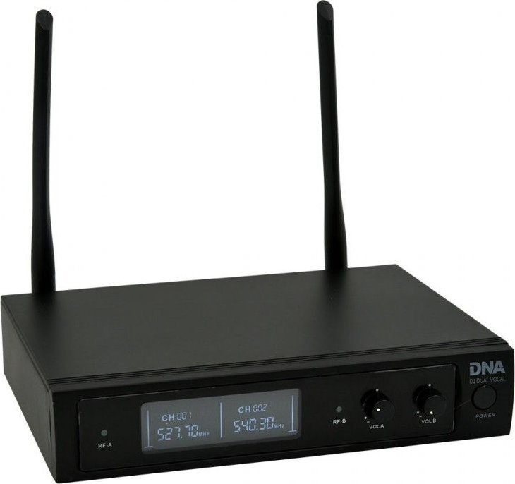 Set mikrofonësh wireless DNA DJ DUAL VOCAL, 2 mikrofona dore, UHF, i zi