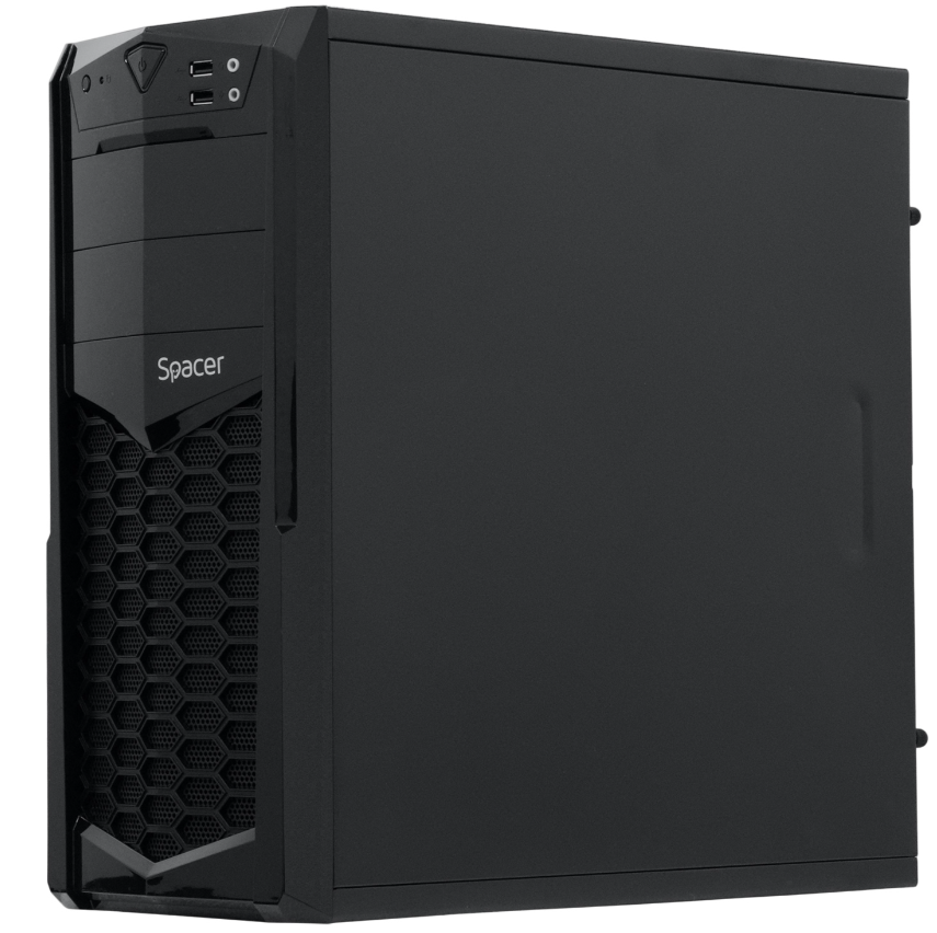 Kuti kompjuteri Spacer Krypton Mid Tower, ATX, pa furnizim me rrymë, e zezë