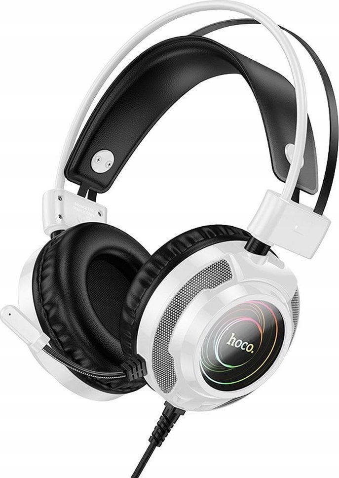 Kufje gaming Hoco W110, 50mm, RGB, të bardha