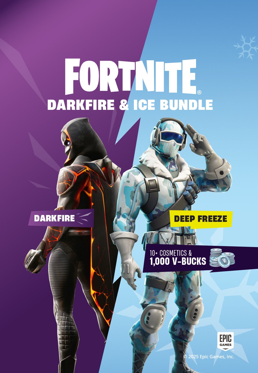Video lojë Fortnite Darkfire and Ice Bundle, Xbox One Xbox Series X S, 1000 V Bucks, kozmetikë digjitale