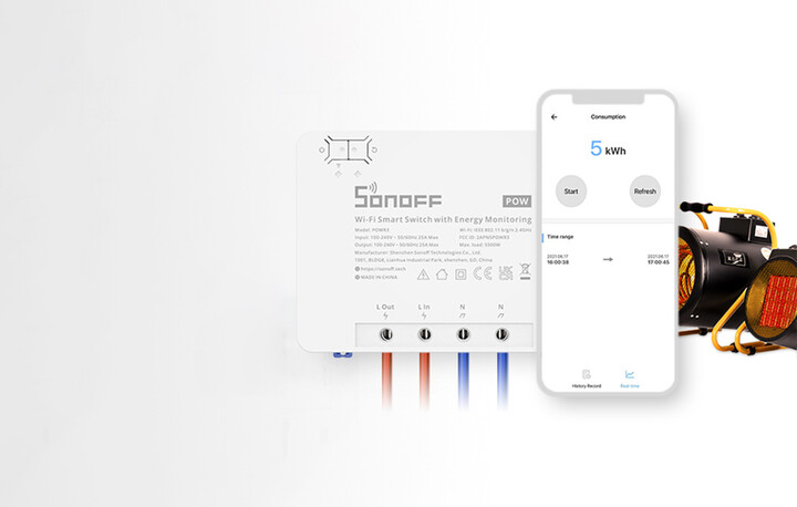 Ndërprerës Sonoff POWR3 High Power Smart