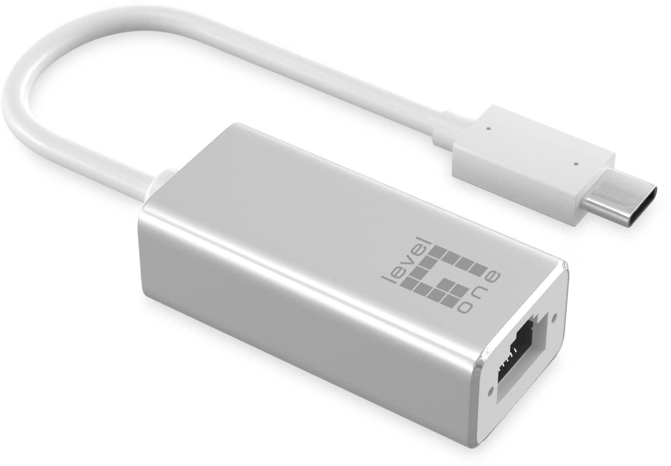 Adapter USB C në RJ45 LevelOne, 10 100 1000 Mbps, 0.15m, gri