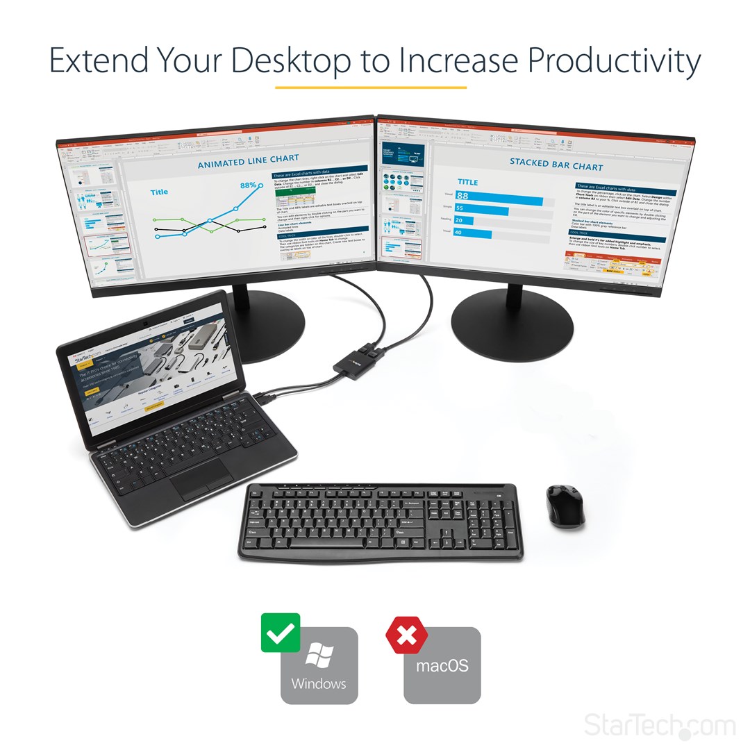 Ndarës video MSTDP122DP, DisplayPort në 2x DisplayPort, 4K 30Hz, i zi