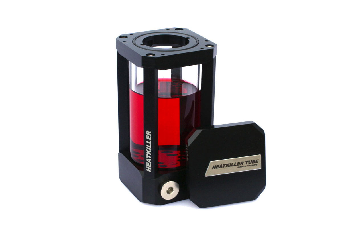 Rezervuar uji Watercool Heatkiller 150mm, tub xhami borosilikat, 375ml, i zi