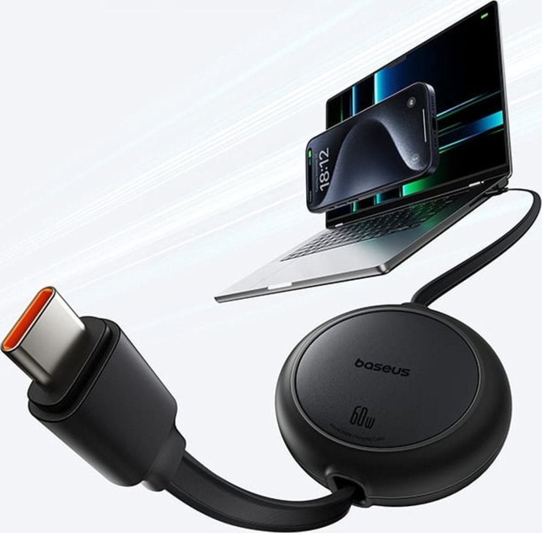 Kabllo karikimi Baseus Free2Draw Mini, Type C në Type C, 100W, 1m, e zezë
